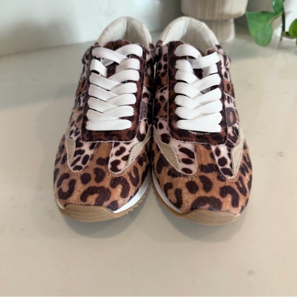 Dolce Vita Leopard Print Lace-Up Sneakers in Brown and Tan - Picture 3 of 5